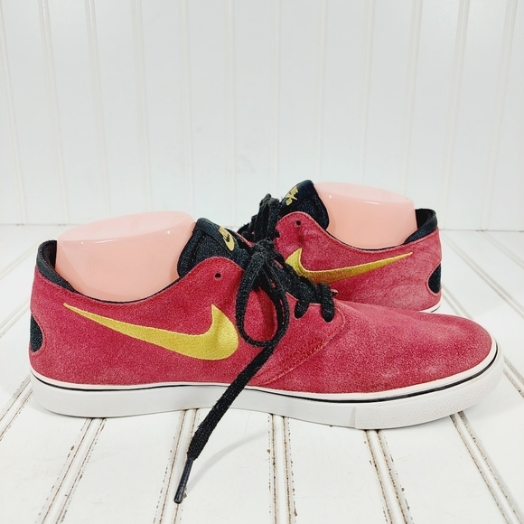 Nike Sb Zoom Oneshot Red Suede Leather Lace Up Athleisure Running Sneakers E42 - Picture 2 of 9